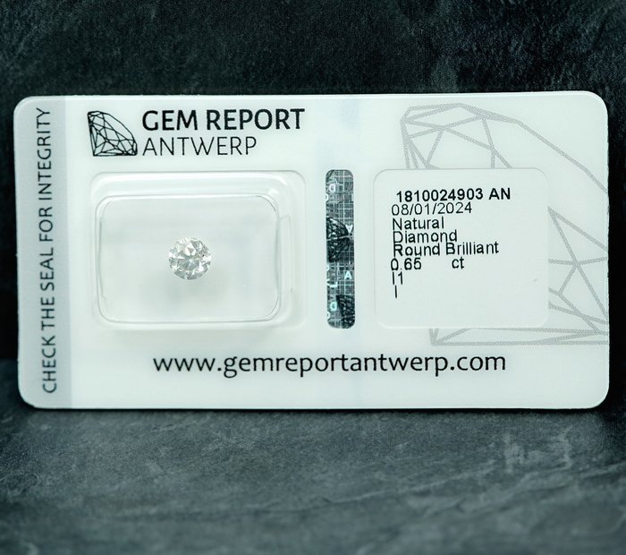 1 pcs Diamant  (Natur)  - 0.65 ct - I - I1 - Gem Report Antwerp (GRA)