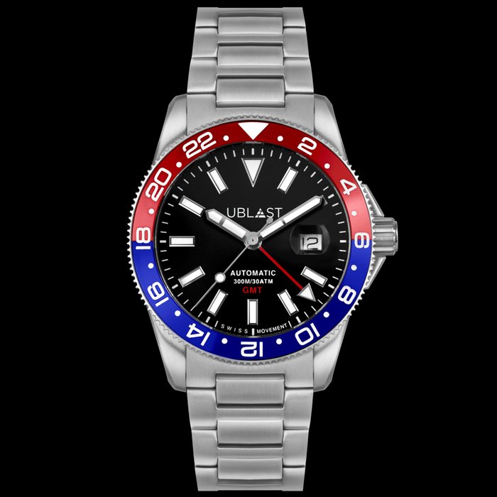 Ublast - Royal GMT Professional 30 ATM - UBRG44BBR - Automatic Swiss MOVT - Mænd - Ny