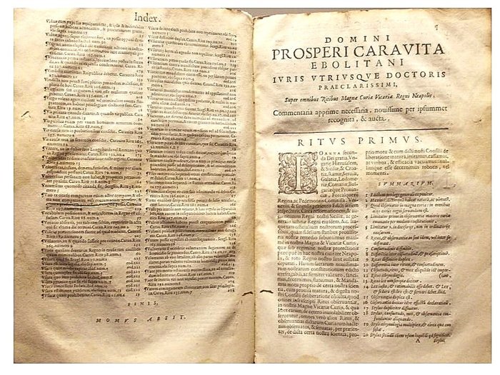 Caravita Prospero - Commentaria super ritibus Magnae Curiae Vicariae Regni Neapolis - 1586