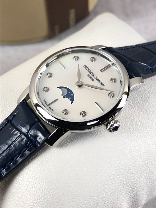 Frédérique Constant - Slimline Moonphase Mother of Pearl Diamonds - FC-206MPWD1S6 - Kvinder - 2011-nu