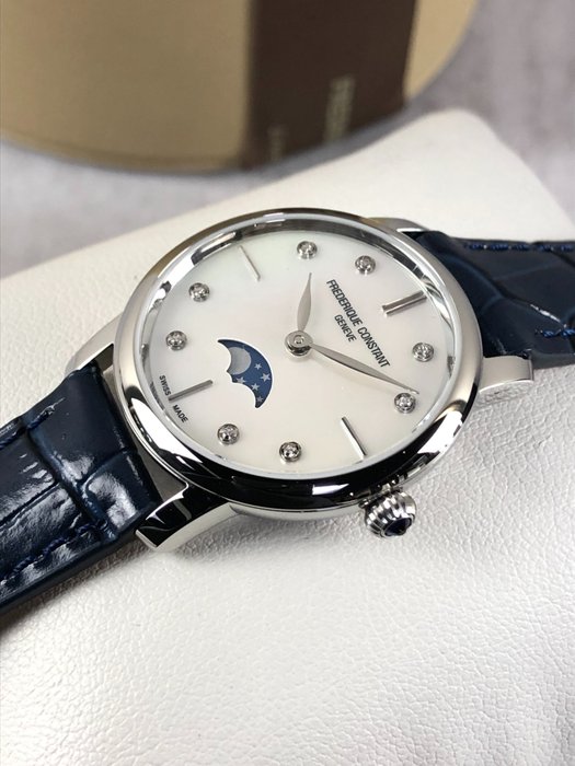 Frédérique Constant - Slimline Moonphase Mother of Pearl Diamonds - FC-206MPWD1S6 - Kvinder - 2011-nu