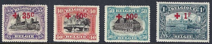 Belgien 1918 - komplet serie "Røde Kors" med fotocertifikat - OBP/COB 150/63