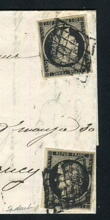 Frankrig 1849 - Superbe  Rare lettre de Paris pour Nancy ( Bureau G ) med deux n° 3 - Cachet à Date Rouge