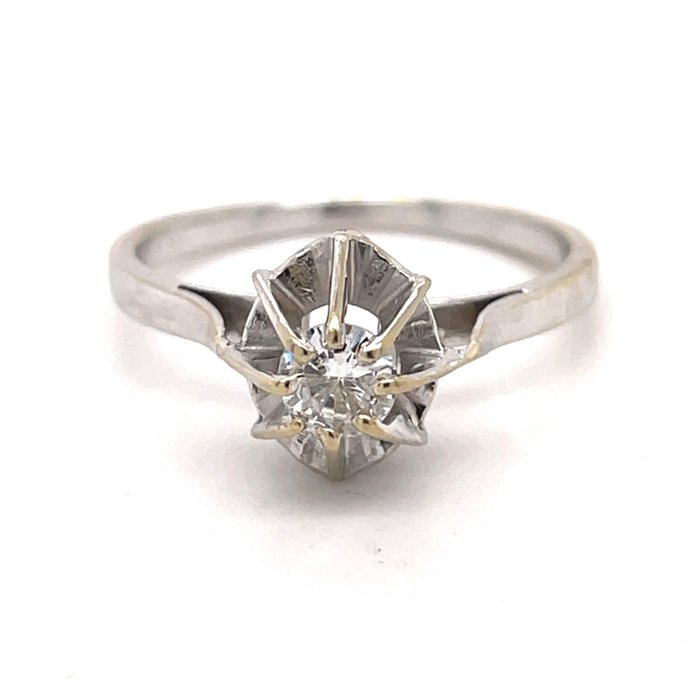 Forlovelsesring - 18 kraat Hvidguld Diamant (Natur)