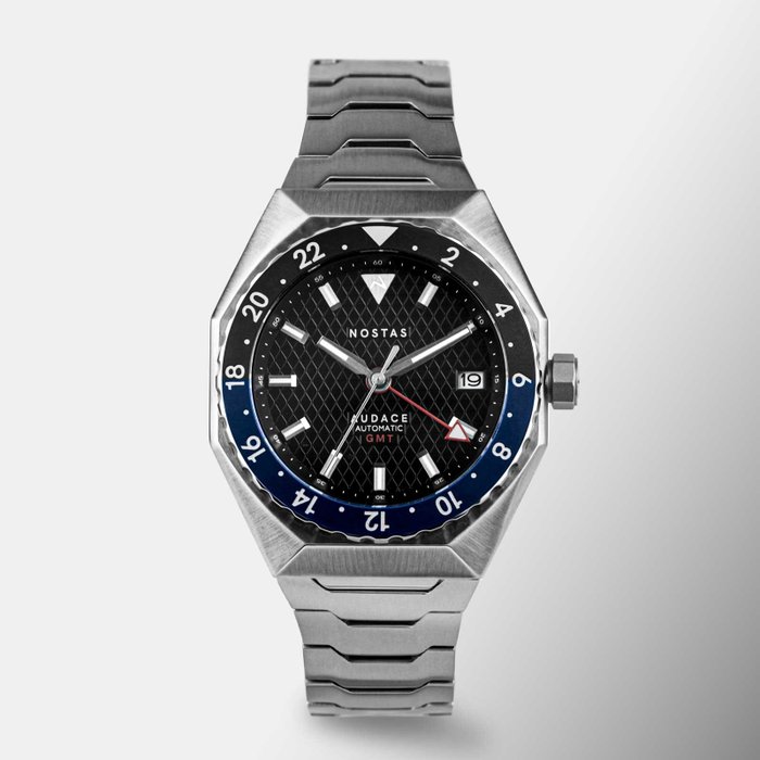 NOSTAS - AUDACE GMT 20 ATM AUTOMATIC DIVER Cassa e bracciale acciaio quadrante nero vetro zaffiro - Unisex - 2011-nu