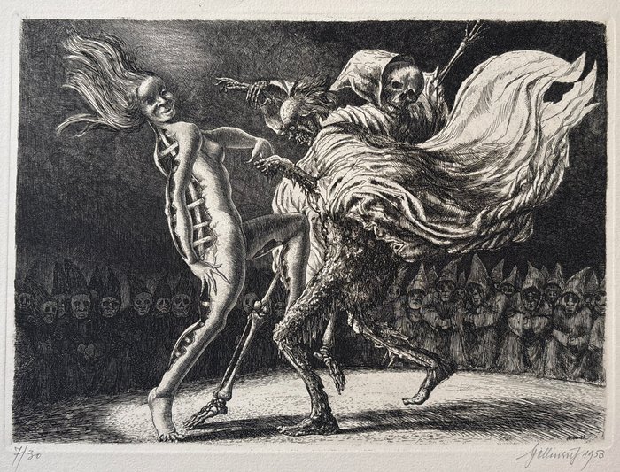 Theo Hellmerich (1908-1980) - 4 Mythologische Szenen u. a.  Danse Macabre