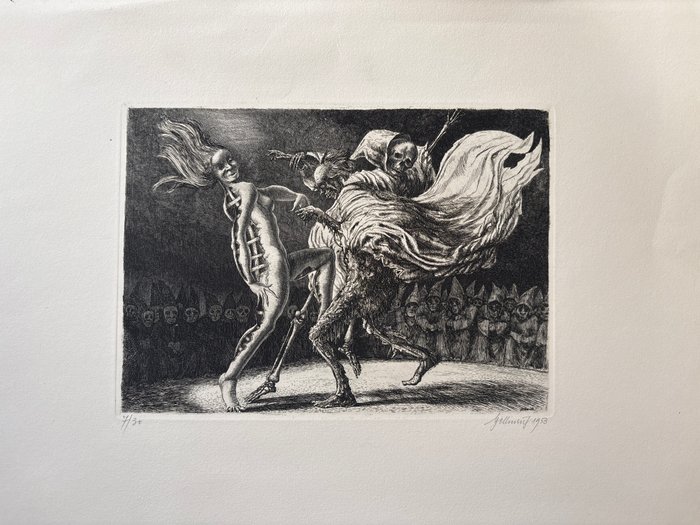 Theo Hellmerich (1908-1980) - 4 Mythologische Szenen u. a.  Danse Macabre