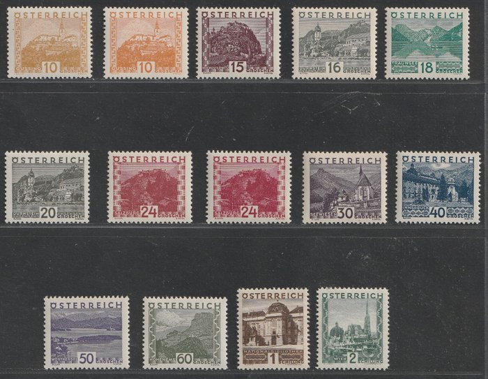 Østrig 1929 - Komplet serie af Landskaber - Michel 498/511