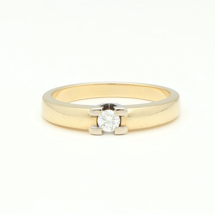 Ingen mindstepris - Ring - 14 karat Gulguld -  0.14ct. tw. Diamant (Natur)