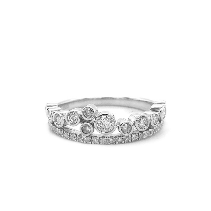 Ring - 14 karat Hvidguld -  0.47ct. tw. Diamant (Natur)