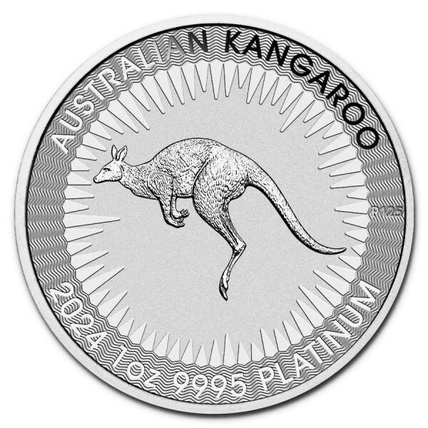 Australien 2024 1 oz $100 AUD Platinum Kangaroo Coin BU (In Capsule)