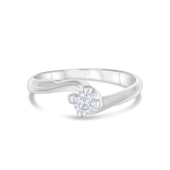 Ring - 18 kraat Hvidguld -  0.20ct. tw. Diamant (Natur)