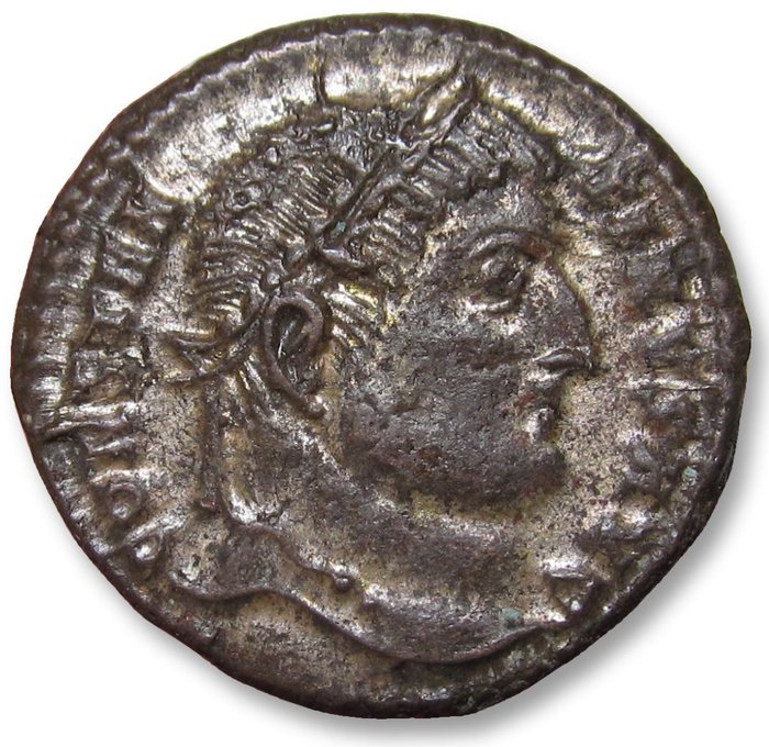 Romarriket Constantine I (AD 306-337) Follis Cyzicus mint 3rd officina 326-327 AD - mintmark •SMKΓ• - Ex CNG 2011 - almost fully silvered