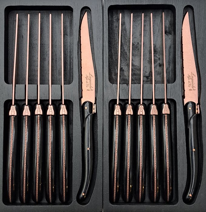 Laguiole - 12x Steak Knives - Copper Red - Style de - Bestik sæt (12) - Rustfrit stål