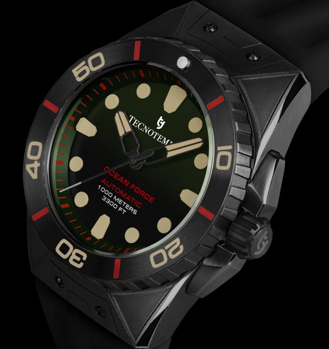 Tecnotempo -  Diver's 1000M "Ocean Force" - Automatic - Limited Edition - TT.1000OC.BGR (black-green) - Mænd - 2011-nu