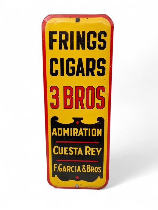 Blikken reclamebord deurpostbord Fring Cigars 3 BROS - Reklameplakat - Se