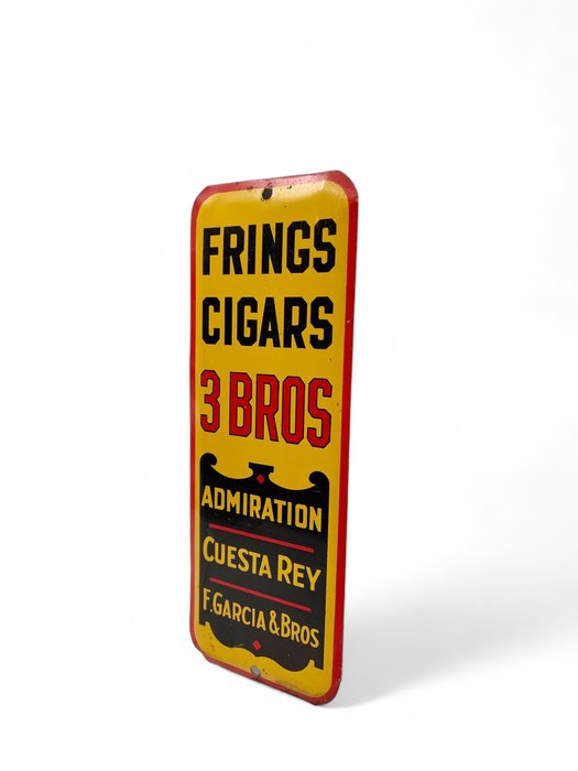 Blikken reclamebord deurpostbord Fring Cigars 3 BROS - Reklameplakat - Se