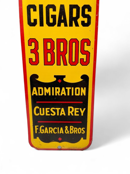 Blikken reclamebord deurpostbord Fring Cigars 3 BROS - Reklameplakat - Se