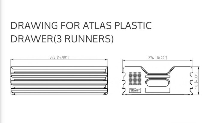 Egret Aviation - Stativ - polypropylen - Sæt med fire nye plastik atlas skuffer