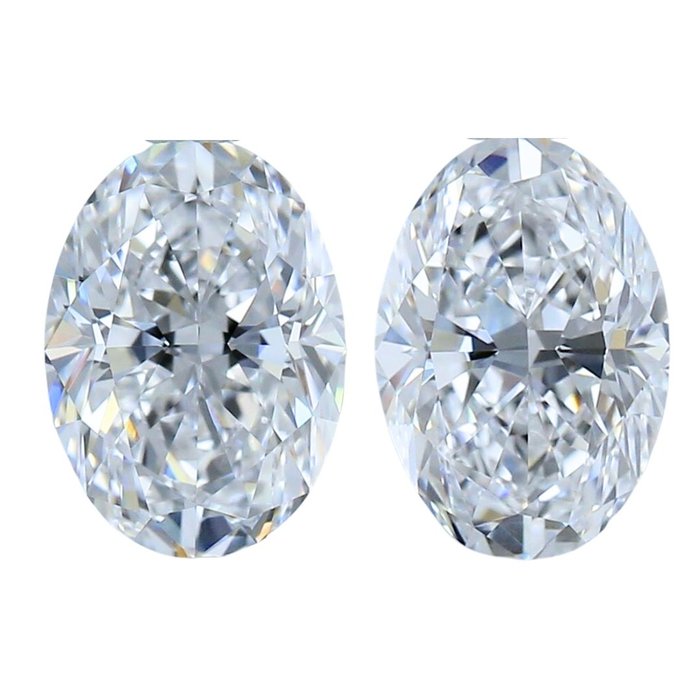 2 pcs Diamant  (Natur)  - 1.82 ct - Oval - D (farveløs) - IF, VVS2 - Gemological Institute of America (GIA)