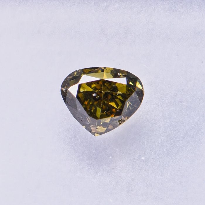 Ingen mindstepris - 1 pcs Diamant  (Naturfarvet)  - 0.32 ct - Pære - Fancy deep Brun, Grønlig Gul - SI2 - International Gemological Institute (IGI)