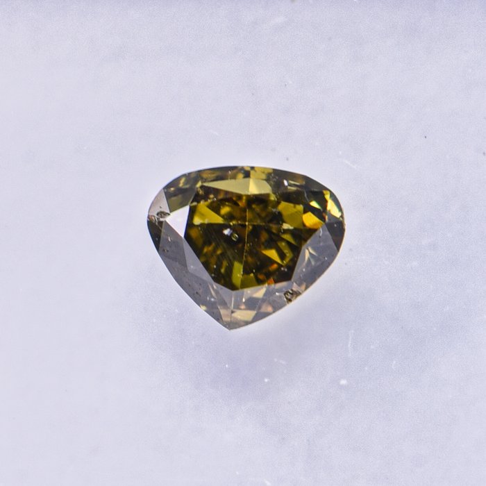 Ingen mindstepris - 1 pcs Diamant  (Naturfarvet)  - 0.32 ct - Pære - Fancy deep Brun, Grønlig Gul - SI2 - International Gemological Institute (IGI)