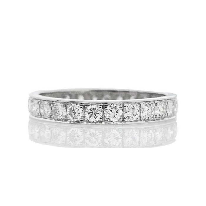 Ring - 14 karat Hvidguld -  1.20ct. tw. Diamant (Natur)  - Eternity diamantring