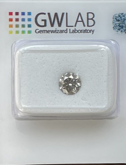 Ingen mindstepris - 1 pcs Diamant  (Natur)  - 061 ct - Rund - SI2 - Gemewizard Gemological Laboratory (GWLab) - Fancy grå