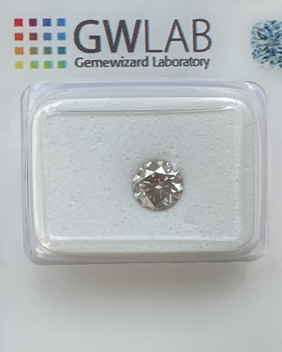 Ingen mindstepris - 1 pcs Diamant  (Natur)  - 061 ct - Rund - SI2 - Gemewizard Gemological Laboratory (GWLab) - Fancy grå