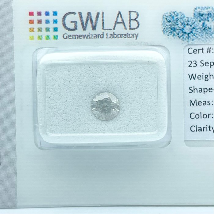 Ingen mindstepris - 1 pcs Diamant  (Natur)  - 0.54 ct - Rund - H - I2 - Gemewizard Gemological Laboratory (GWLab)