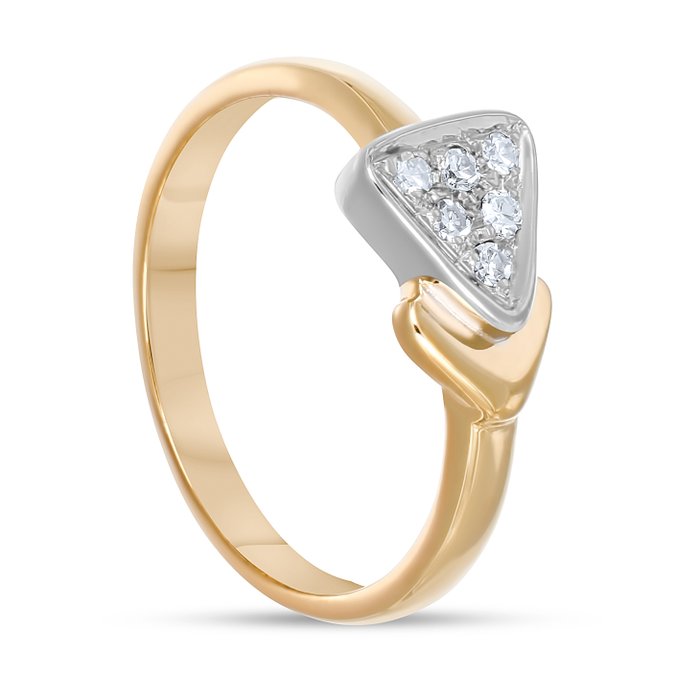 Ring - 18 kraat Gulguld, Hvidguld -  0.06ct. tw. Diamant (Natur)