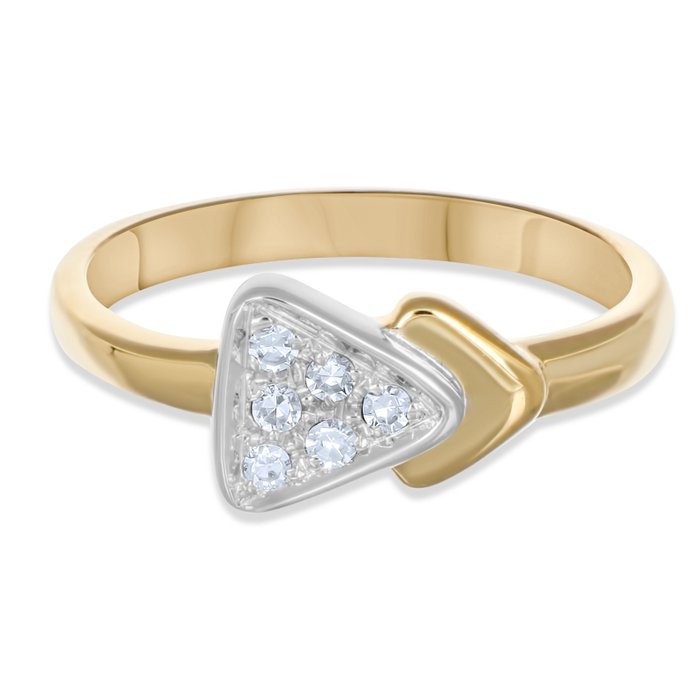 Ring - 18 kraat Gulguld, Hvidguld -  0.06ct. tw. Diamant (Natur)