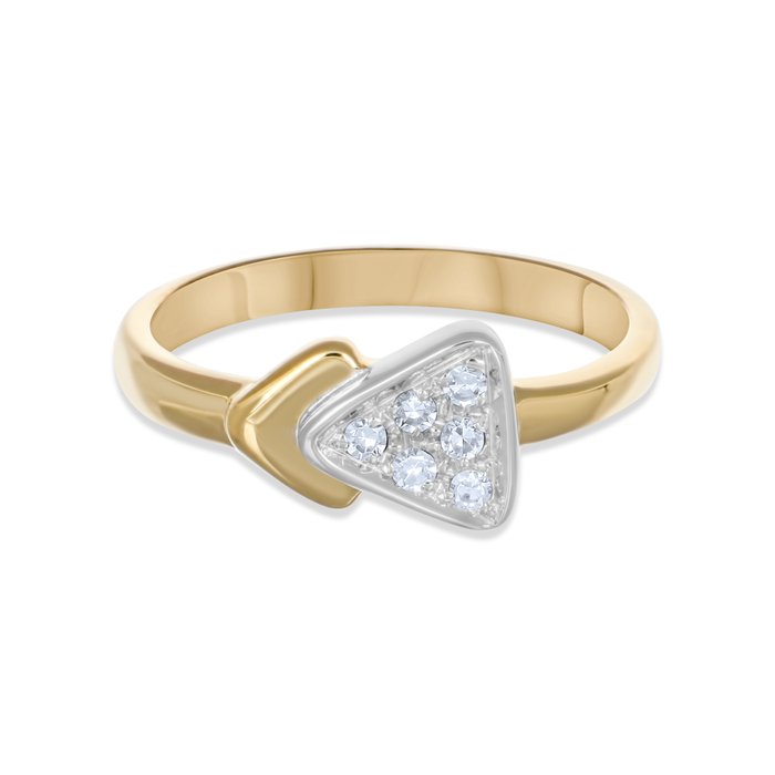 Ring - 18 kraat Gulguld, Hvidguld -  0.06ct. tw. Diamant (Natur)