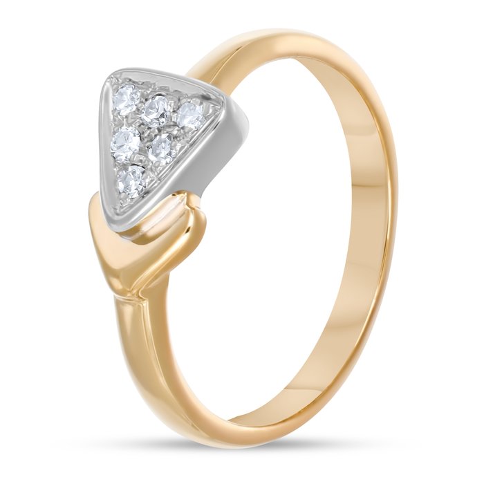 Ring - 18 kraat Gulguld, Hvidguld -  0.06ct. tw. Diamant (Natur)