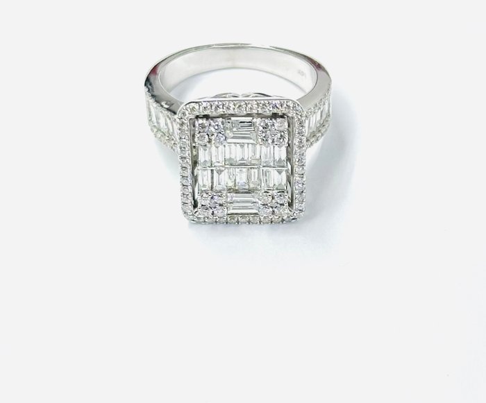 Cocktailring - 14 karat Hvidguld -  2.28ct. tw. Diamant (Natur)