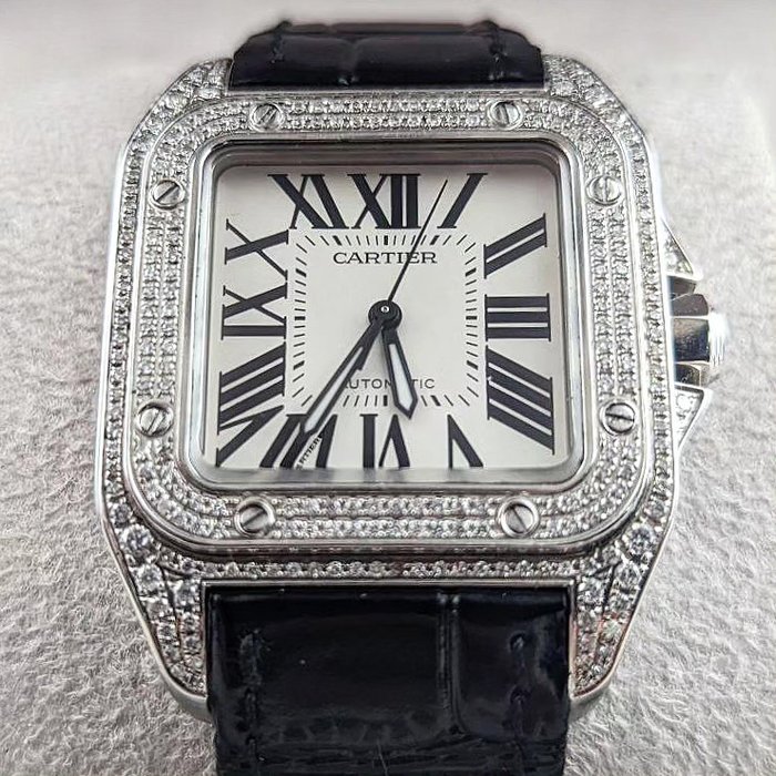 Cartier - Santos 100 Diamonds - 2878 - Unisex - 2011-nu