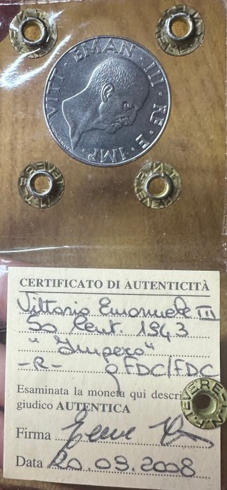 Kongeriget Italien. Vittorio Emanuele III. 50 Centesimi 1943 “Impero"