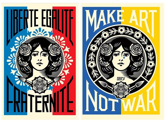 Shepard Fairey (OBEY) (1970) - OBEY Liberté Egalité Fraternité + Ukraine Print Bonus