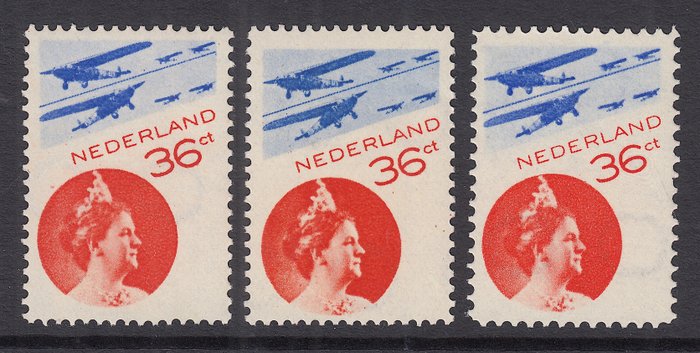 Holland 1931 - Luftpost, Dronning Wilhelmina, i de forskellige perforeringer og gitter - NVPH LP9Aa + LP9Ab + LP9B