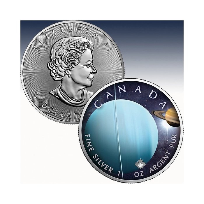 Canada. 5 Dollars 2022 Sonnensystem - Uranus, 1 Oz (.999)  (Ingen mindstepris)