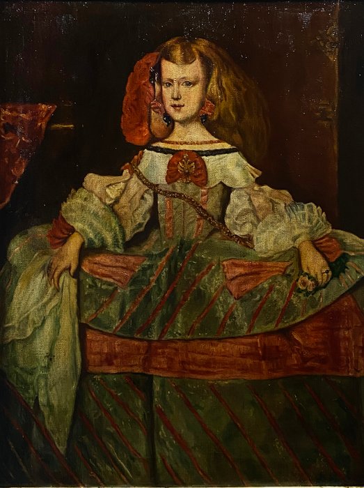 École Européene (XX) - Marguerite d'Habsbourg en Robe Rouge (D'après Velazquez)