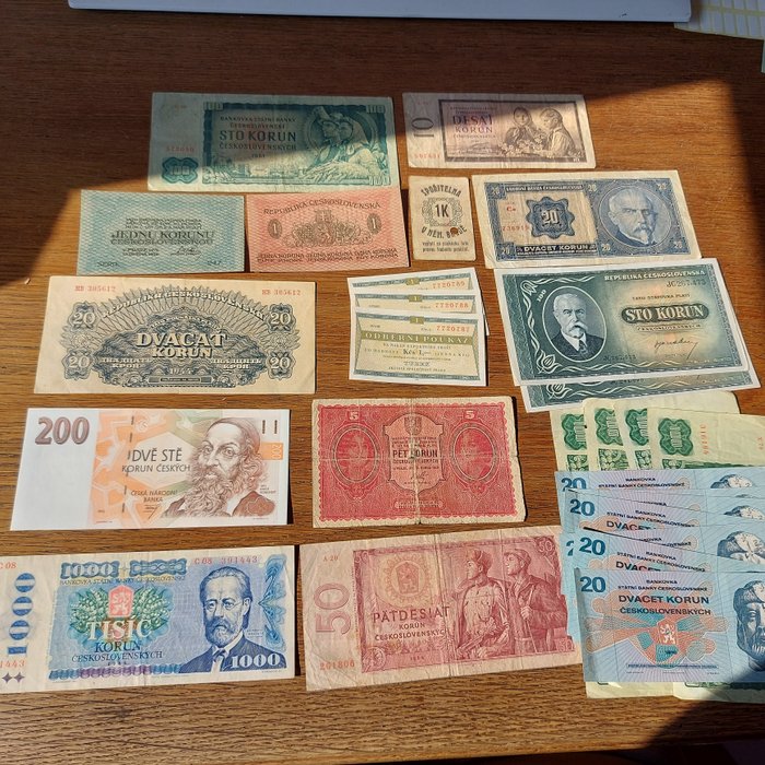 Tjekkoslovakiet - 28 Banknoten - various dates  (Ingen mindstepris)