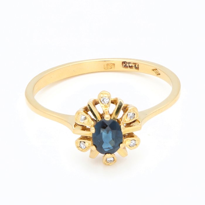 Ingen mindstepris - Ring - 18 kraat Gulguld Diamant (Natur)  - Safir