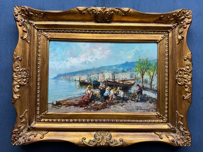 Giovanni Dominech (XX) - Pescatori a Mergellina - Napoli