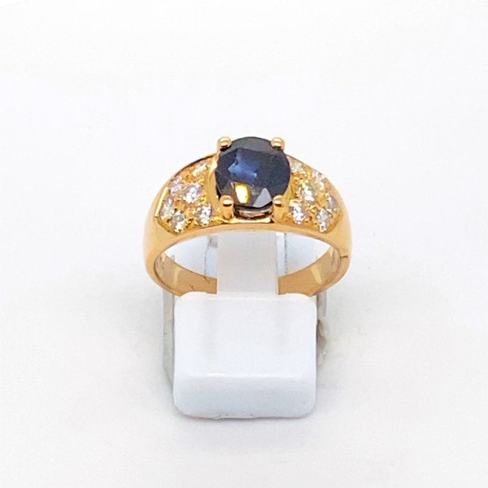 Cocktailring - 18 kraat Gulguld -  2.85ct. tw. Safir - Diamant - Unik Work Sapphire RS57