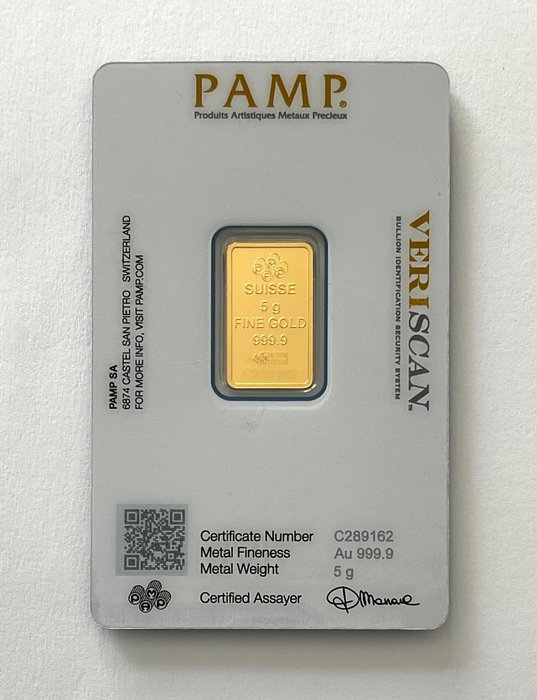 5 gram - Guld 999 - Pamp Suisse - Lady Fortuna - Forseglet