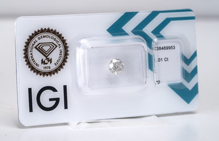 1 pcs Diamant  (Natur)  - 101 ct - Rund - L - I2 - International Gemological Institute (IGI) - Svag grå