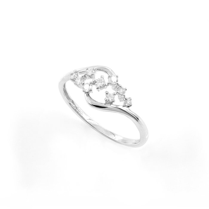 Ingen mindstepris - Ring - 14 karat Hvidguld -  0.20ct. tw. Diamant (Natur)