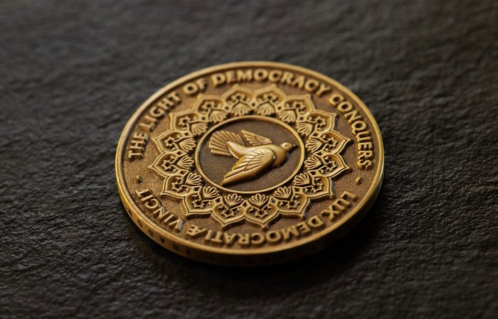 Shepard Fairey (OBEY) (1970) - Democracy in Focus Brass Coin