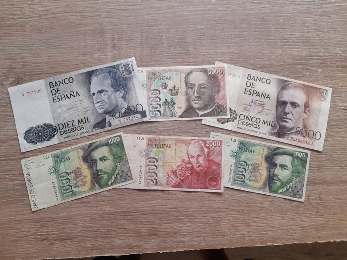 Spanien - 6 banknotes - various dates  (Ingen mindstepris)